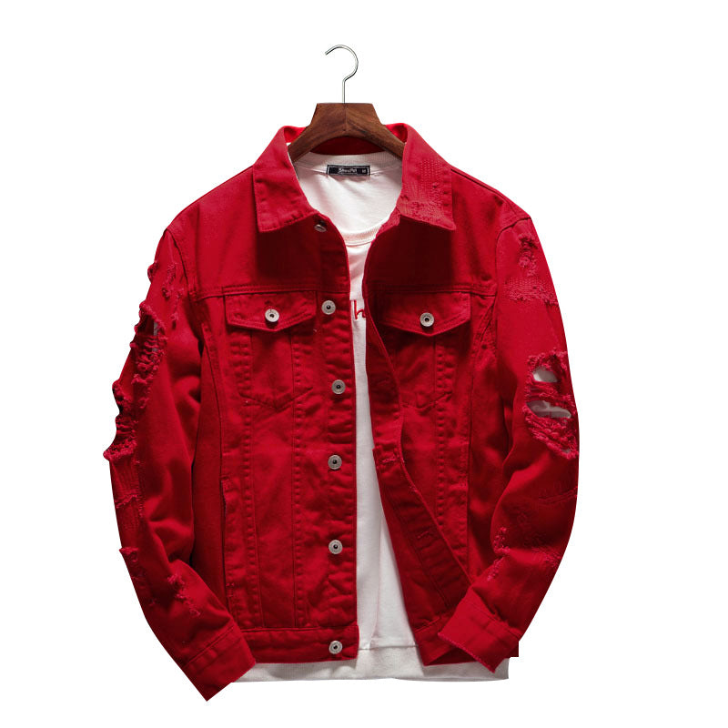 Men's Hip-Hop Denim Jacket - Casual Streetwear Style