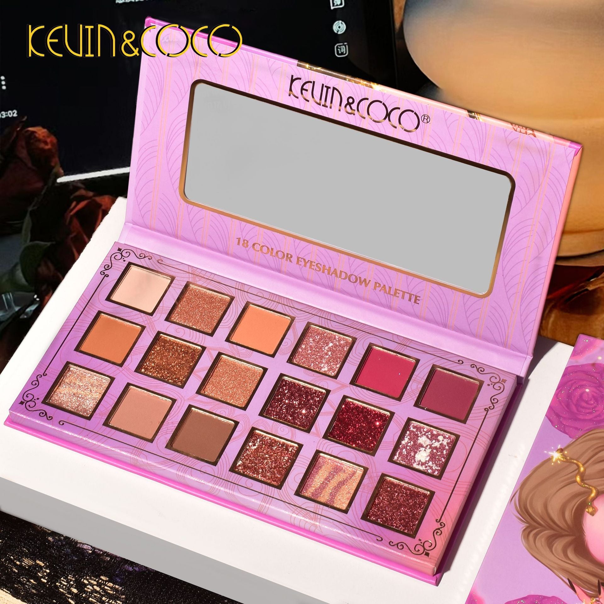 KEVIN&COCO 18-Color Gold Rose Eyeshadow Palette