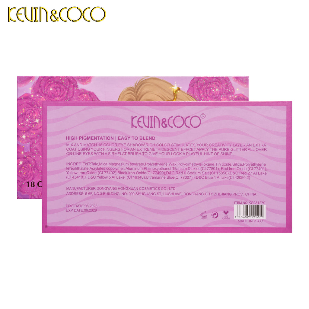 KEVIN&COCO 18-Color Gold Rose Eyeshadow Palette