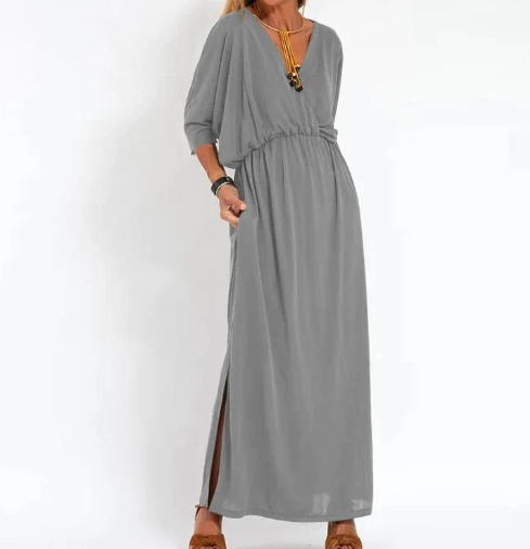 Vera Vintage Dress with High Waist Side Slit (One Piece)
