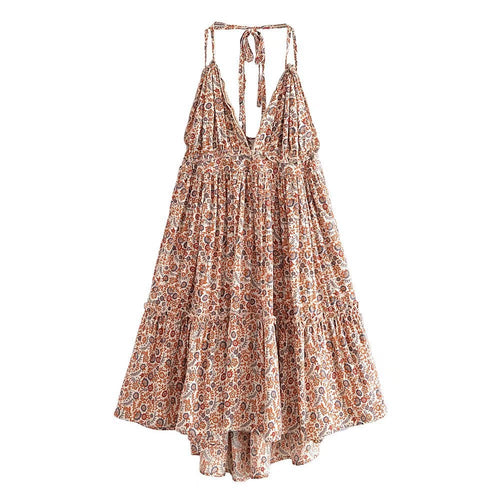 Robe salopette dos nu en coton, style européen-américain
