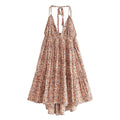 Backless Cotton Suspender Dress in European American Style