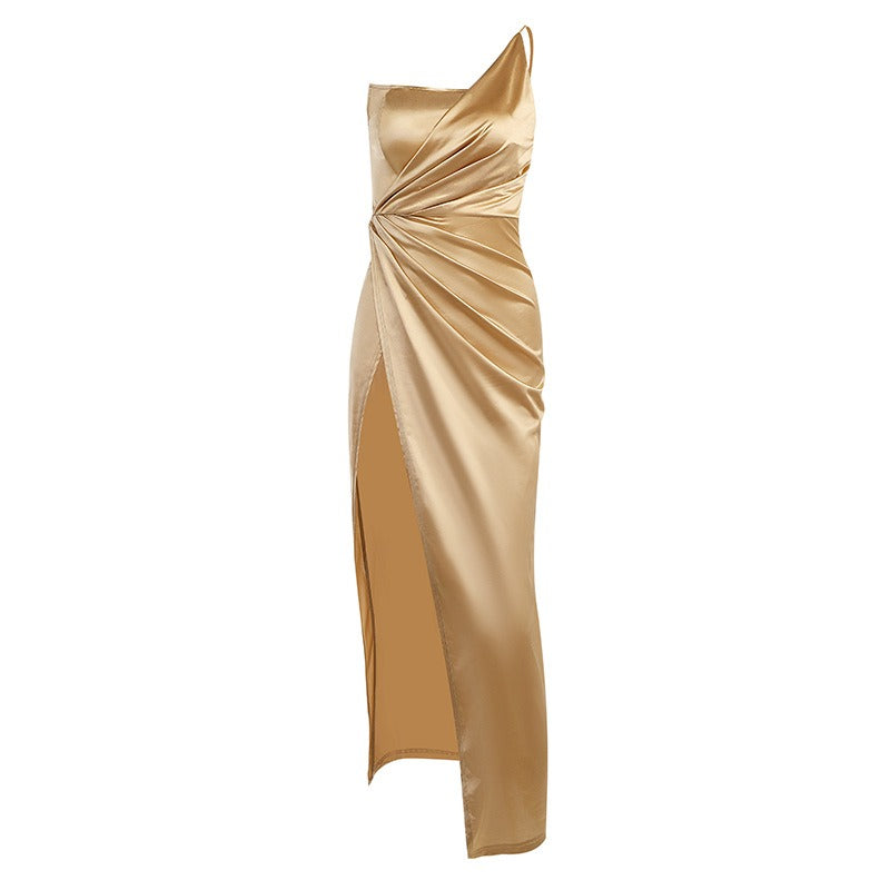 Robe longue asymétrique fendue sur le côté avec armatures pour événements