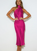 Satin Split Design Dress (One Piece)