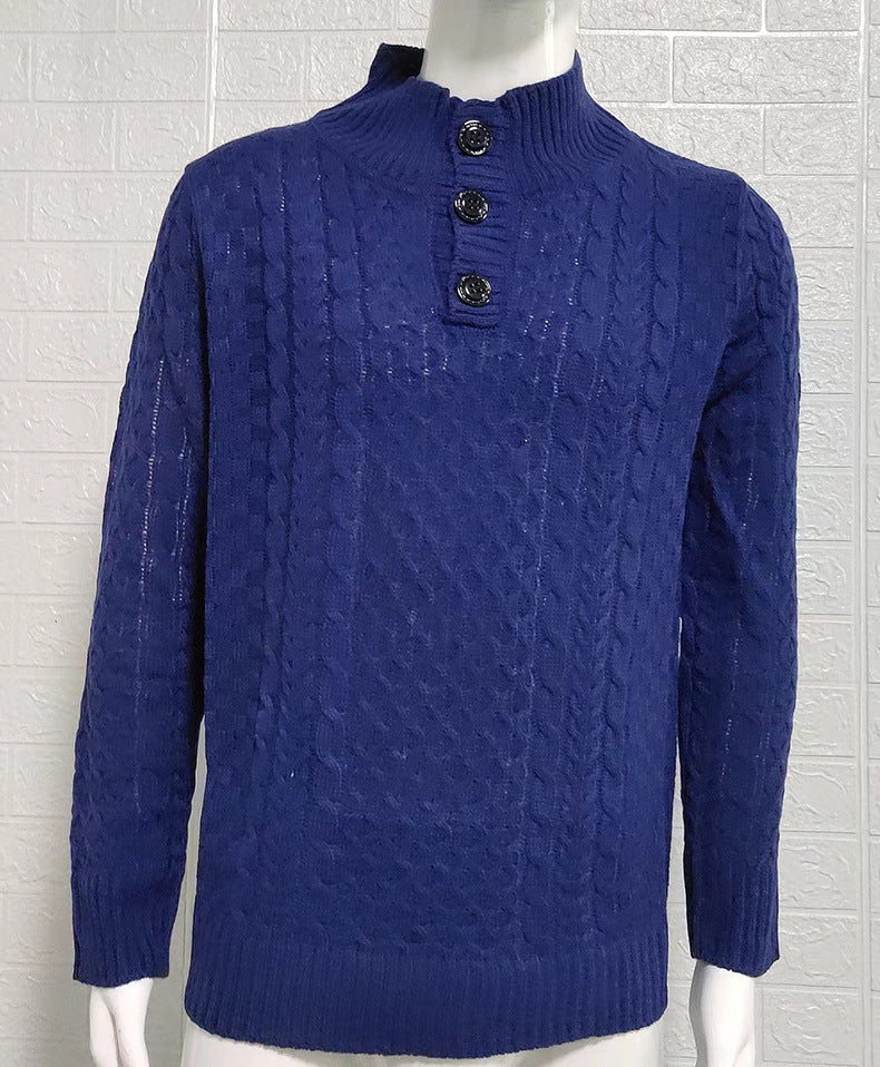 Men's Solid Half High Neck Slim Long Sleeve Sweater