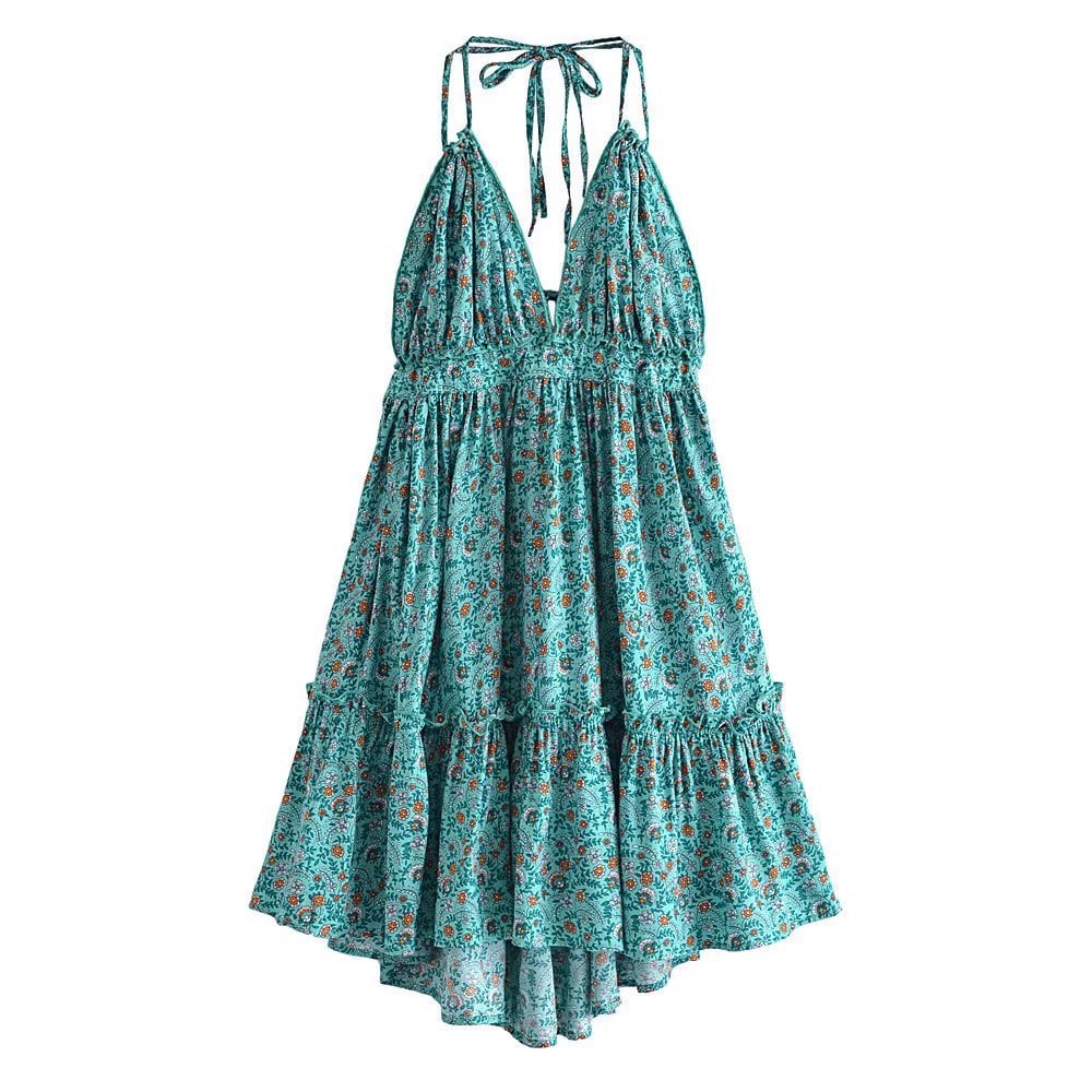 Backless Cotton Suspender Dress in European American Style