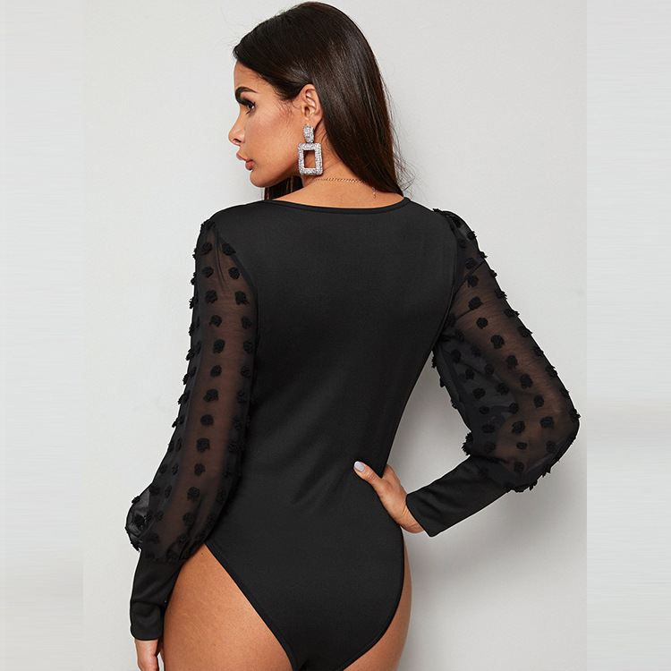 Body à manches longues en maille et col carré coupe slim pour femme