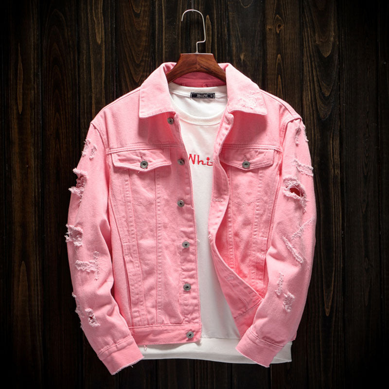 Men's Hip-Hop Denim Jacket - Casual Streetwear Style